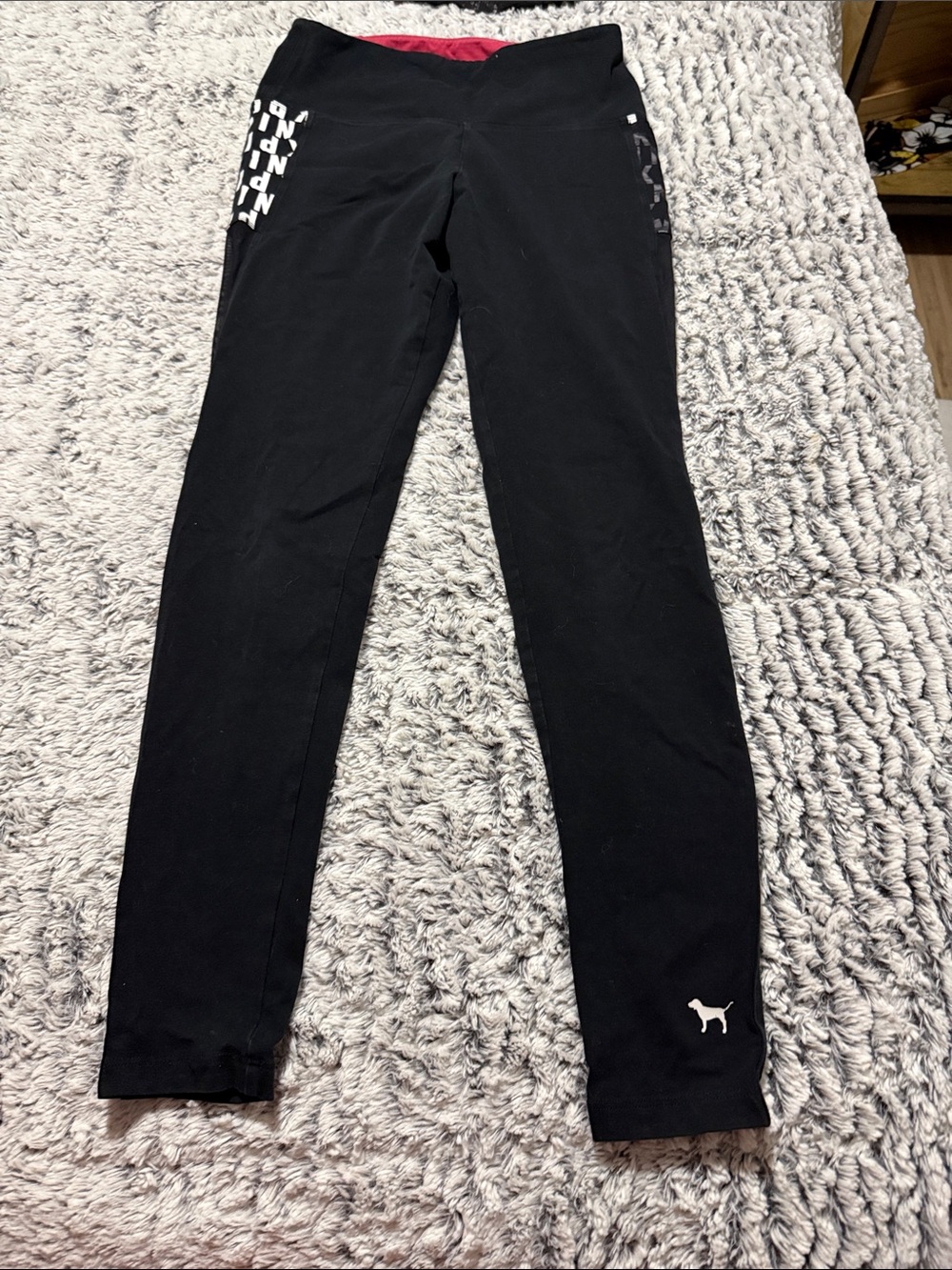 PINK Victoria's Secret Black Jeggings with Pink Waistband